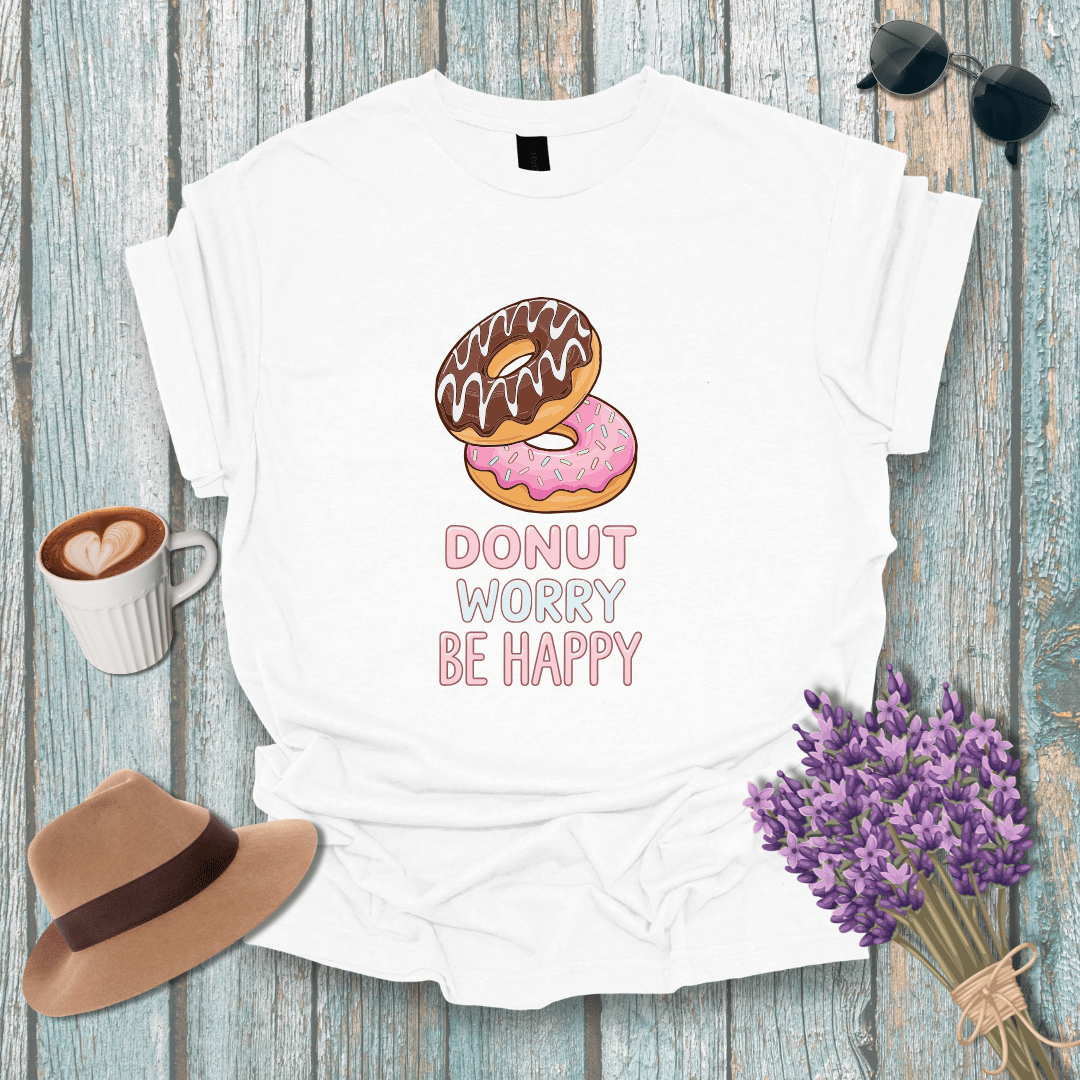 Donut Worry Be Happy Unisex Softstyle T-Shirt - Fun and Positive Vibes Graphic Tee