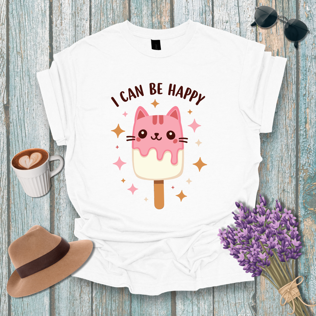 I Can Be Happy Cat Ice Cream Unisex Softstyle T-Shirt