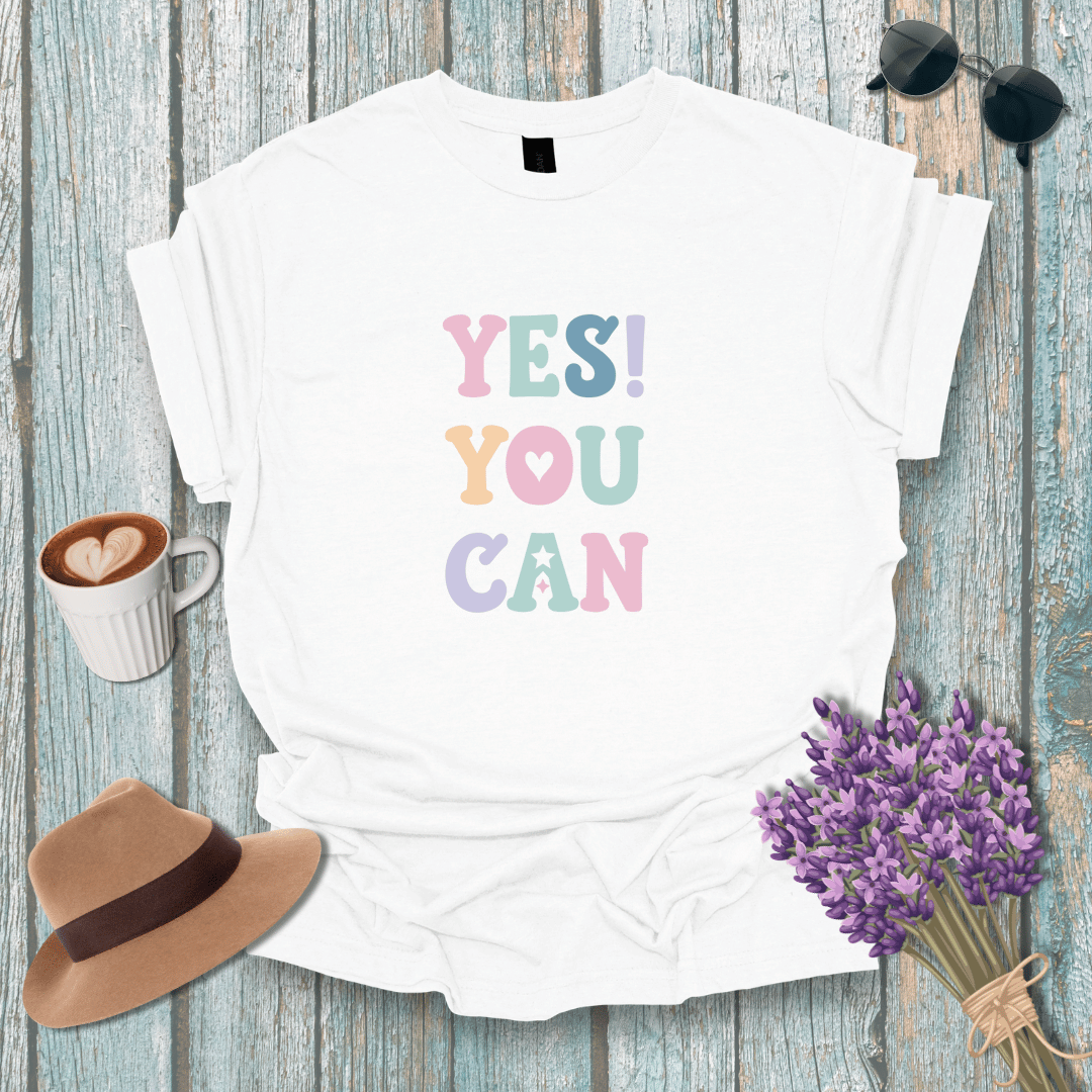 Inspirational Unisex Softstyle T-Shirt - 'YES! YOU CAN' Motivational Tee