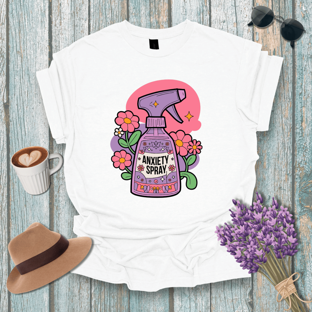 Anxiety Spray Unisex Softstyle T-Shirt - Cute Floral Design for Comfort & Self-Care