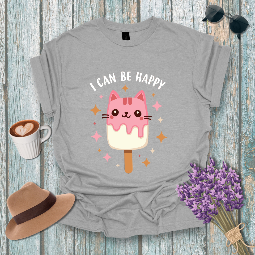 I Can Be Happy Cat Ice Cream Unisex Softstyle T-Shirt
