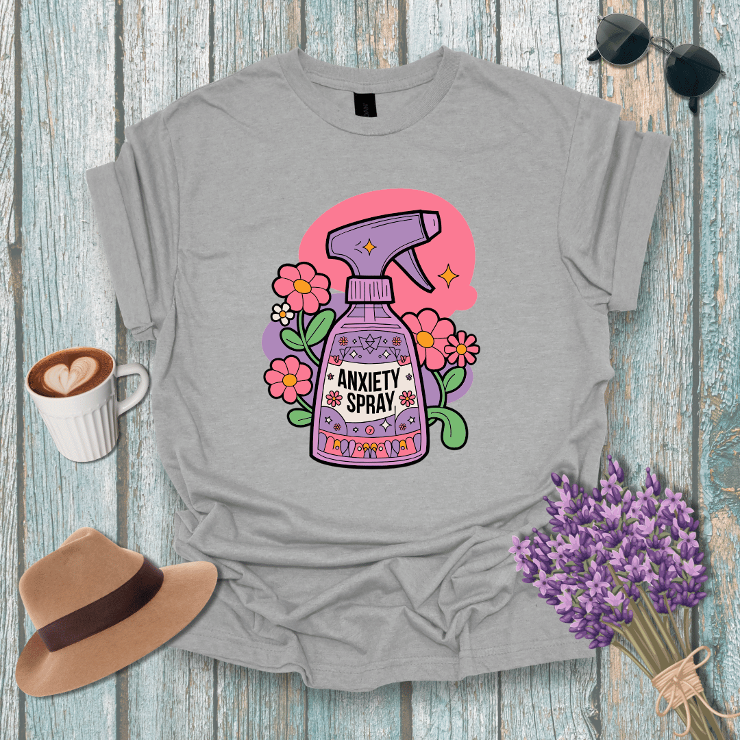 Anxiety Spray Unisex Softstyle T-Shirt - Cute Floral Design for Comfort & Self-Care