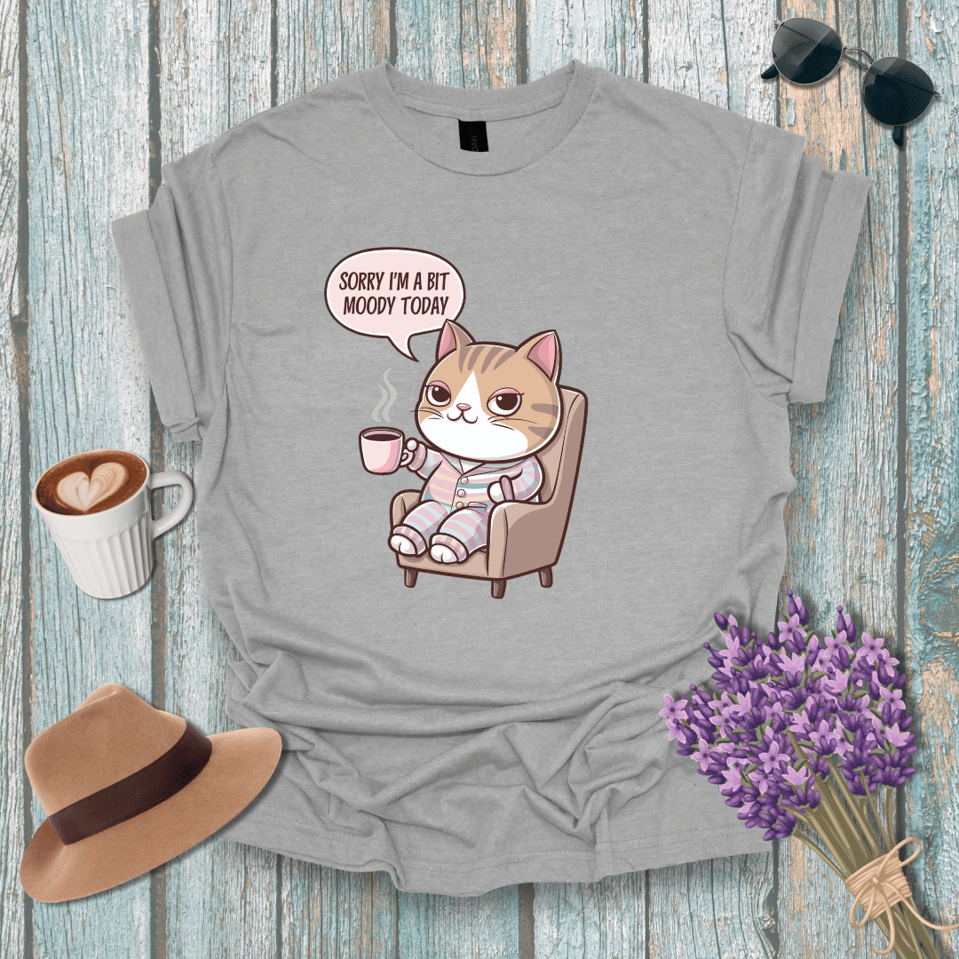 Moody Cat Unisex Softstyle T-Shirt - Cute Graphic Tee for Cat Lovers