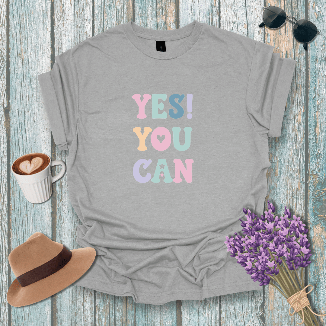Inspirational Unisex Softstyle T-Shirt - 'YES! YOU CAN' Motivational Tee