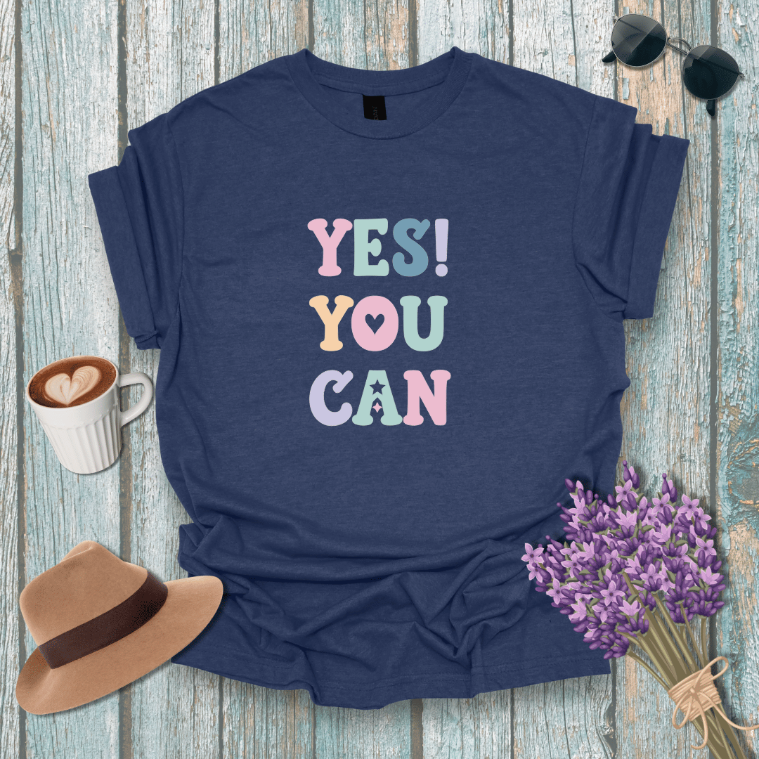 Inspirational Unisex Softstyle T-Shirt - 'YES! YOU CAN' Motivational Tee