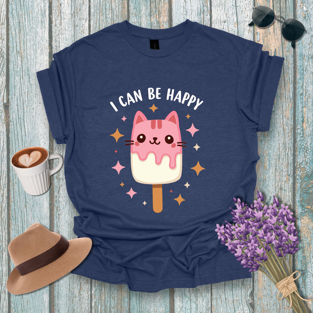 I Can Be Happy Cat Ice Cream Unisex Softstyle T-Shirt
