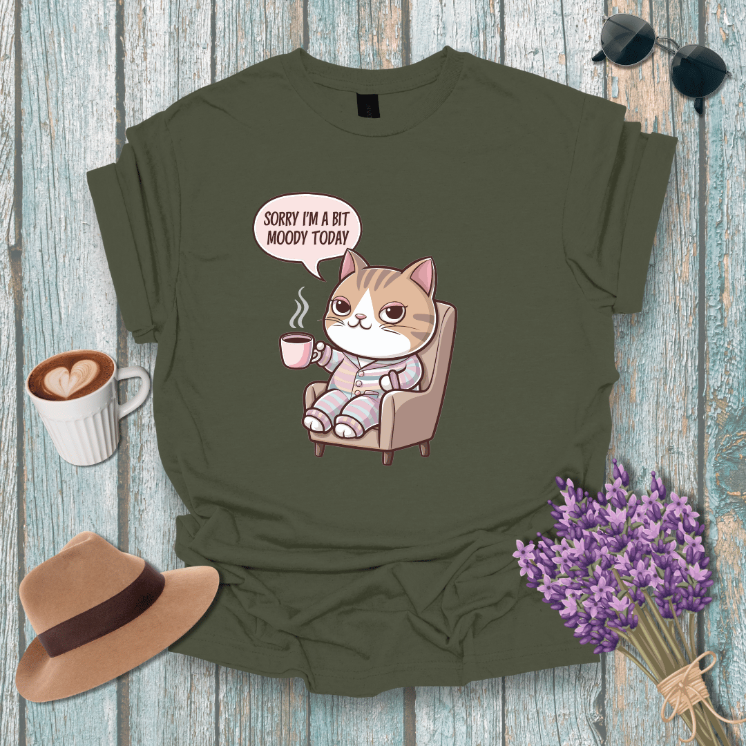 Moody Cat Unisex Softstyle T-Shirt - Cute Graphic Tee for Cat Lovers