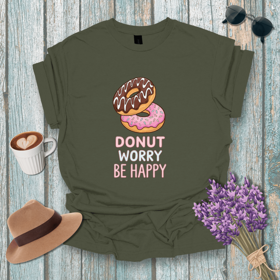 Donut Worry Be Happy Unisex Softstyle T-Shirt - Fun and Positive Vibes Graphic Tee