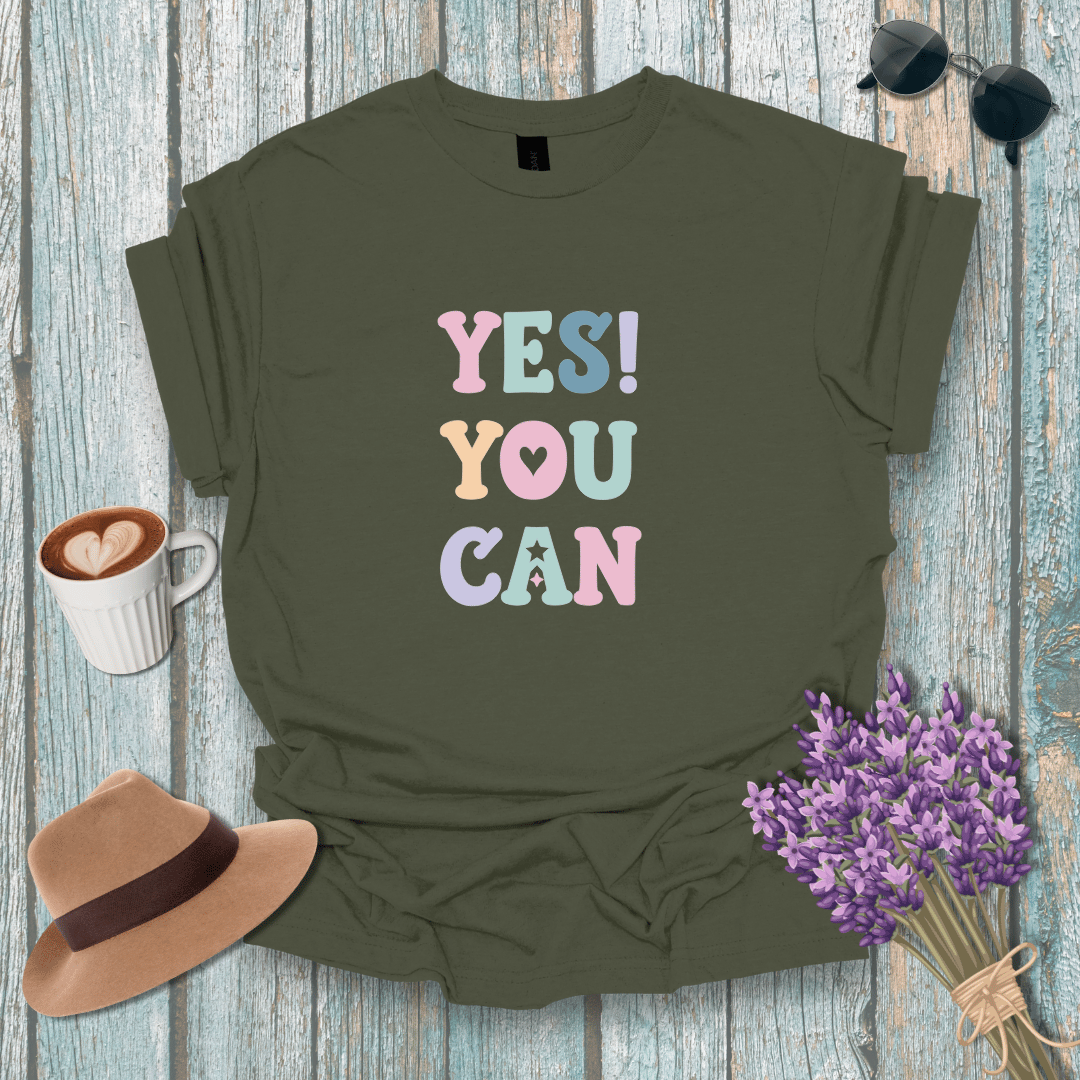 Inspirational Unisex Softstyle T-Shirt - 'YES! YOU CAN' Motivational Tee