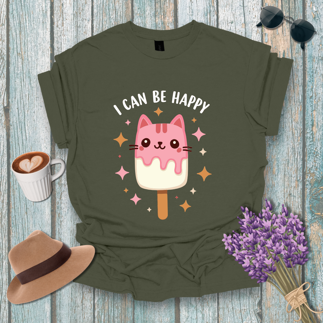 I Can Be Happy Cat Ice Cream Unisex Softstyle T-Shirt
