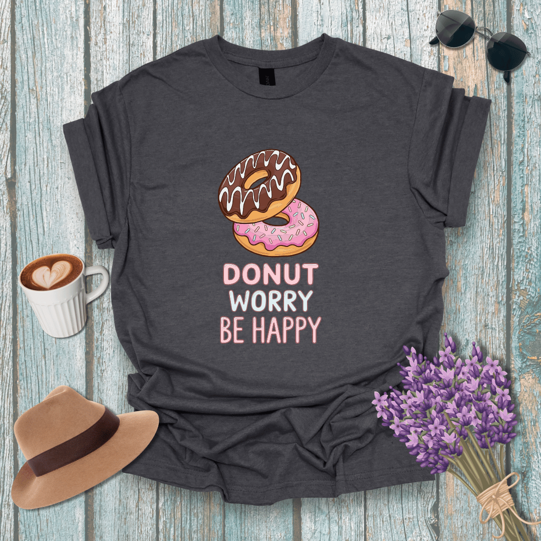 Donut Worry Be Happy Unisex Softstyle T-Shirt - Fun and Positive Vibes Graphic Tee