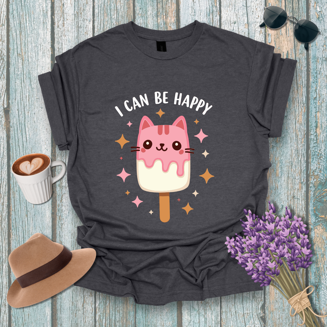 I Can Be Happy Cat Ice Cream Unisex Softstyle T-Shirt