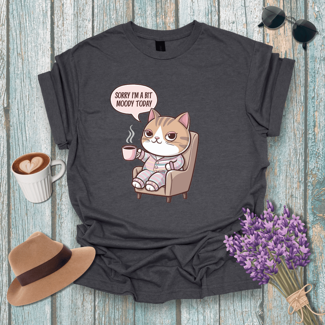 Moody Cat Unisex Softstyle T-Shirt - Cute Graphic Tee for Cat Lovers