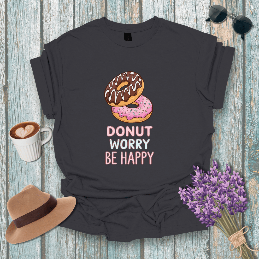 Donut Worry Be Happy Unisex Softstyle T-Shirt - Fun and Positive Vibes Graphic Tee