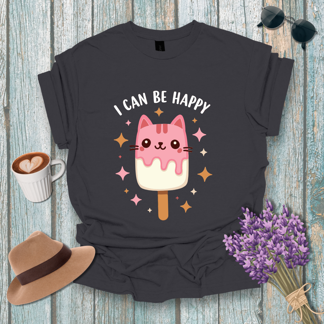 I Can Be Happy Cat Ice Cream Unisex Softstyle T-Shirt