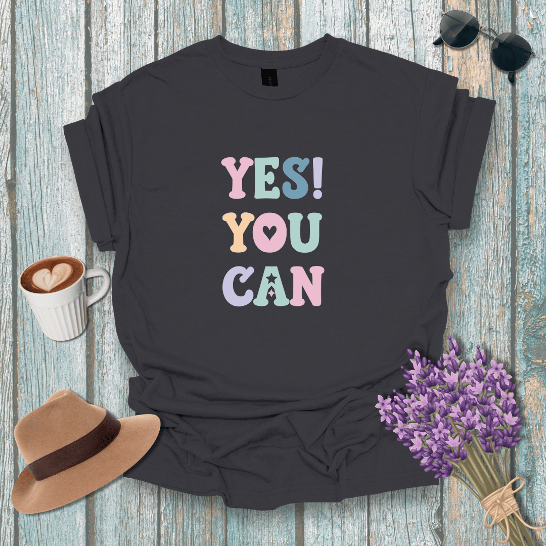 Inspirational Unisex Softstyle T-Shirt - 'YES! YOU CAN' Motivational Tee