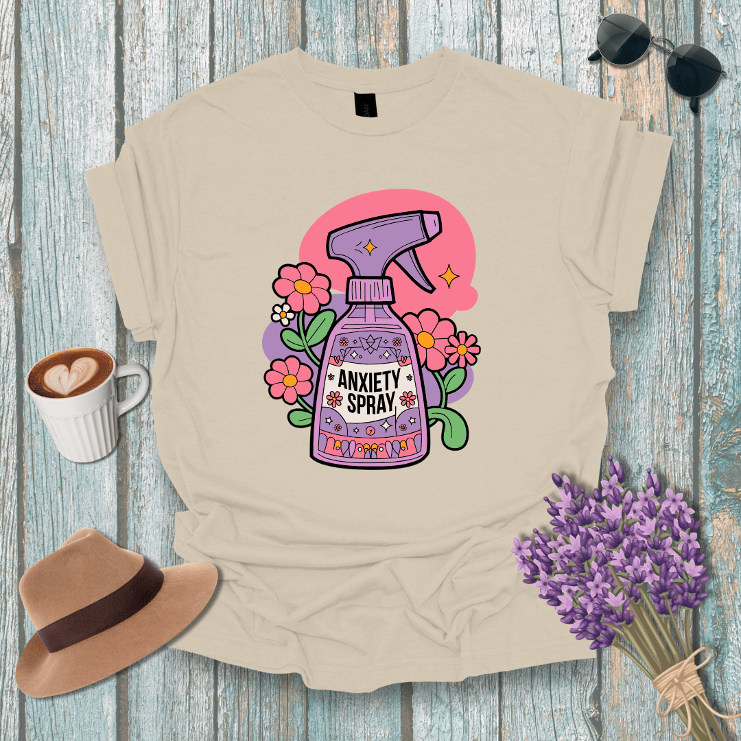 Anxiety Spray Unisex Softstyle T-Shirt - Cute Floral Design for Comfort & Self-Care